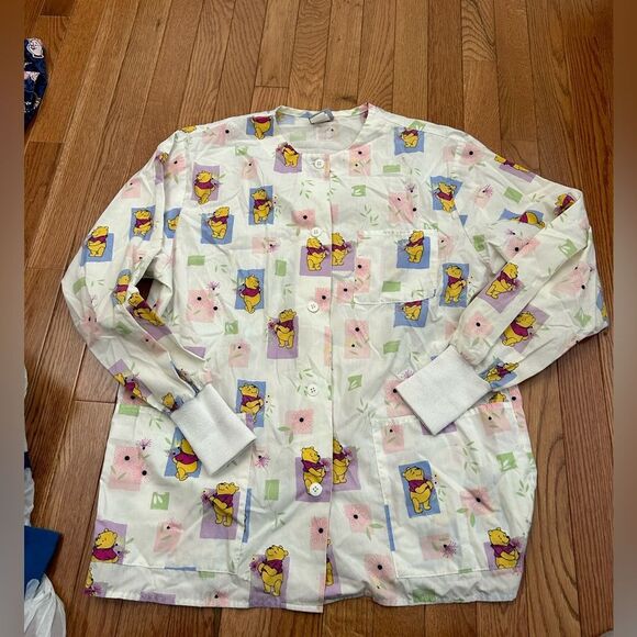 Y2K Disney Winnie the Pooh Long Sleeve Scrub Top - Picture 1 of 3